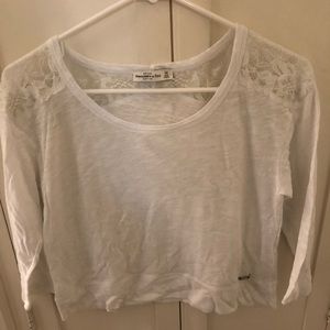 abercrombie and fitch white lacy blouse size xs